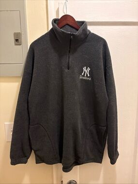 Men’s vintage adidas New York Yankees Charcoal Gray Half Zip Fleece Pullover L